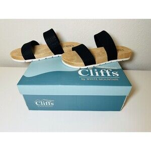 Cliffs White Mountain Tahlie Black Slip‎ On Two Strap Comfort Sandal Women's 7.5